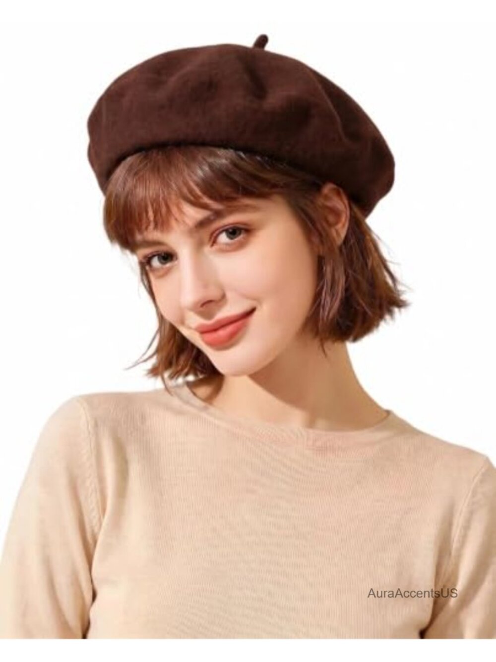 French Beret Hat Wool Blend Winter Cap